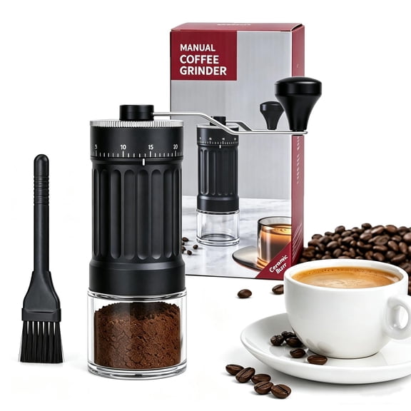 Portable Manual Coffee Grinder with Ceramic Conical Burrs, 40 Adjustable Coarseness Settings, 25g Bean Capacity, Great for French Press and Pour Over