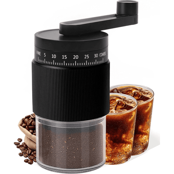 Jetcloudlive Manual Coffee Grinder with Ceramic Burr, 35 Adjustable Settings, 30g Beans & 80ml Powder, Detachable Handle for Espresso, French Press, Camping