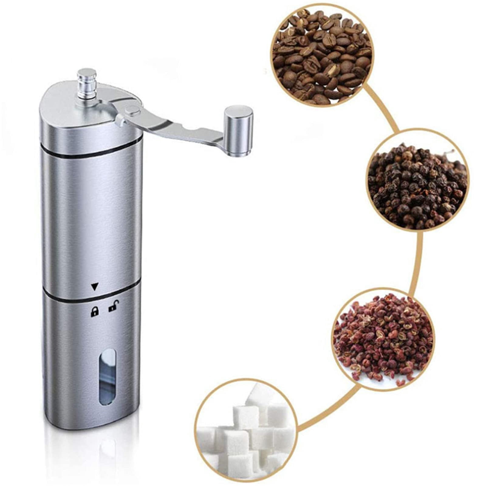 Manual Coffee Grinder Stainless Steel Portable Hand Bean Grinder, with ...