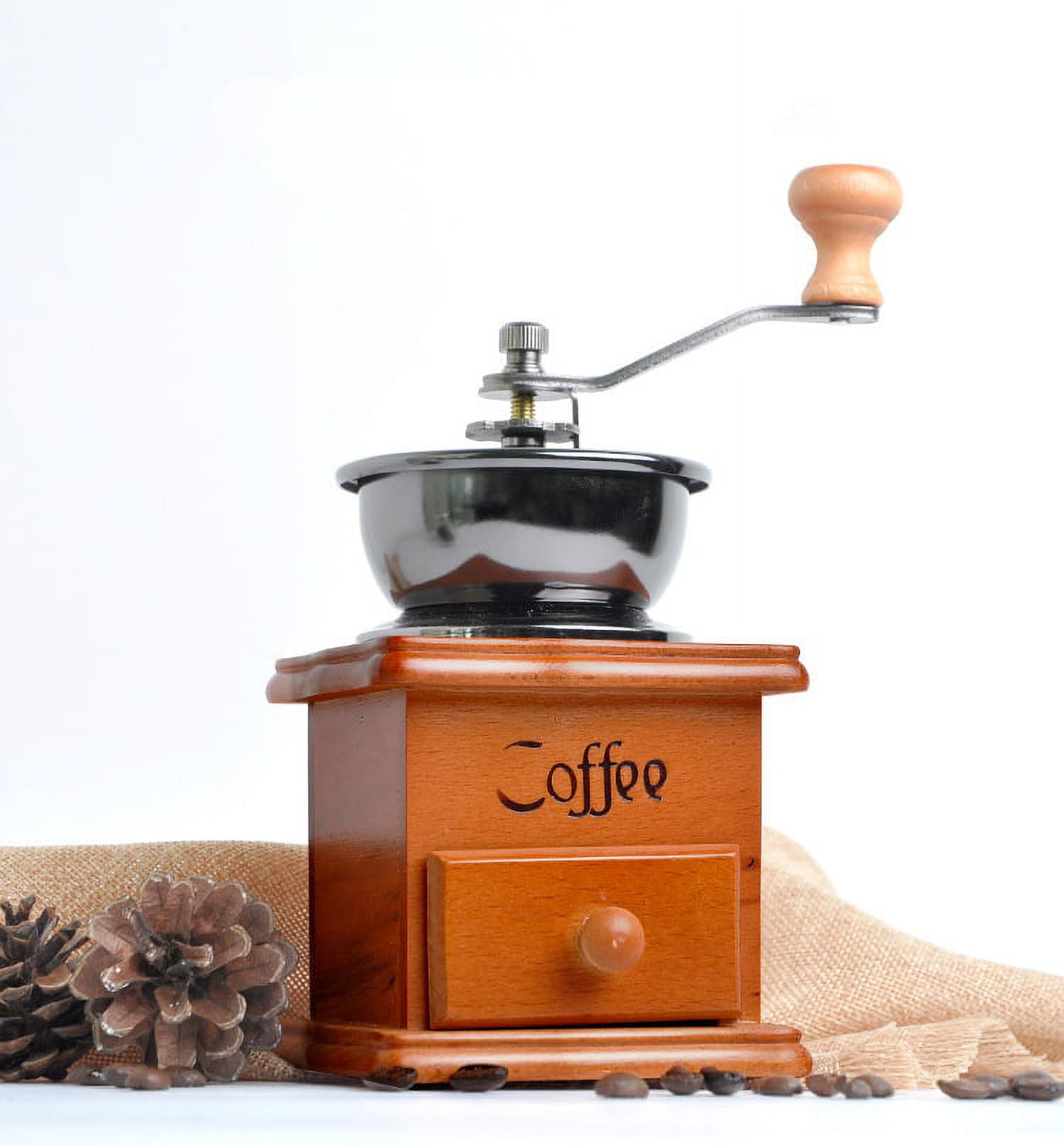 Manual Coffee Grinder, Untimaty Vintage Style Wooden Hand Grinder Hand