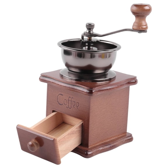 Manual Coffee Grinder, Wood and Metal Hand Mill for Coffee Bean and Spice, WoodTone Finish