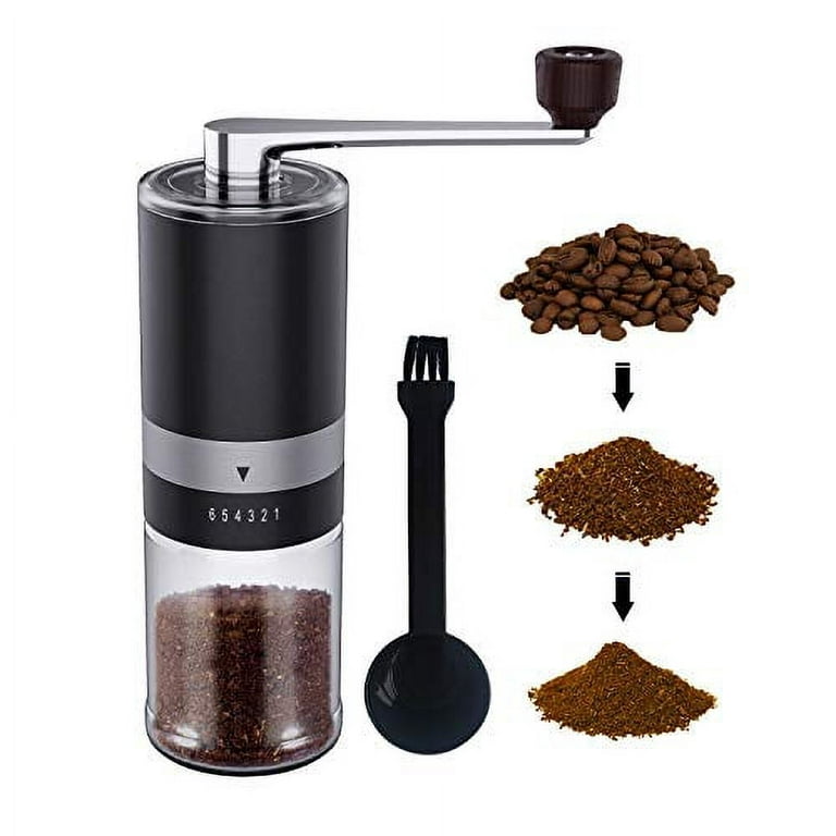 Manual Coffee Grinder with adjustable Coarse Setting, Premium Stainless  Steel Conical Burr Mill, Ceramic Burr Grinder for French Press, Drip Coffee,  Aeropress by Ingeware, Black 