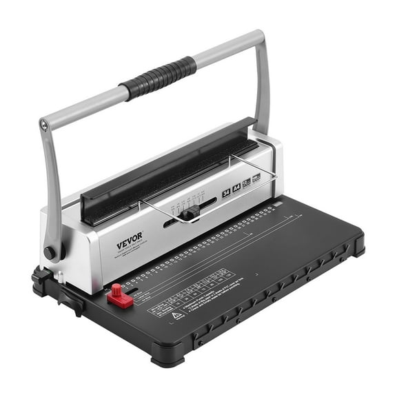 Manual Coil Spiral Binding Machine 34-Holes, Book Binder for 120 Sheets, Adjustable 3/16" to 9/16" Plastic Coil Spines, Compatible with Letter A4 A5 Size, Side Margin Guide