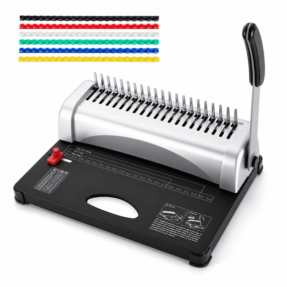 Manual Comb Binding Machine, Punches 12 Sheets, Binds Up to 450 Sheets for Letter, A4, A5