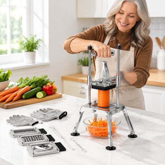Manual Commercial Vegetable with 3, Stainless Steel Heavy Duty Prep Tool
