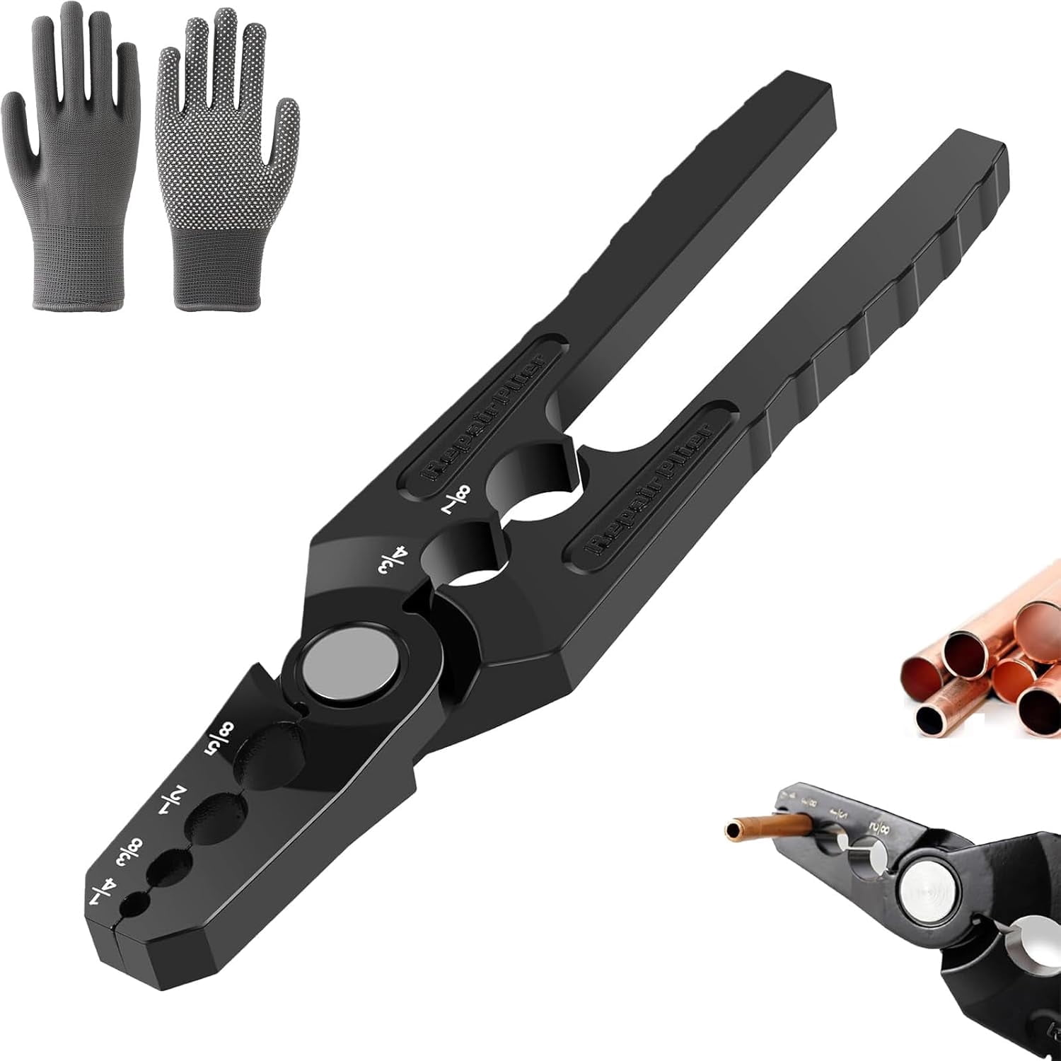 Manual Copper Tube Rounder Flat Tube Repairer Pliers, 6 Holes Design Copper Pipe Re-Rounding Tool, Pipe Repair Pliers for 1/4", 3/8", 1/2", 5/8", 3/4" 7/8" Steel Tubing Straightener