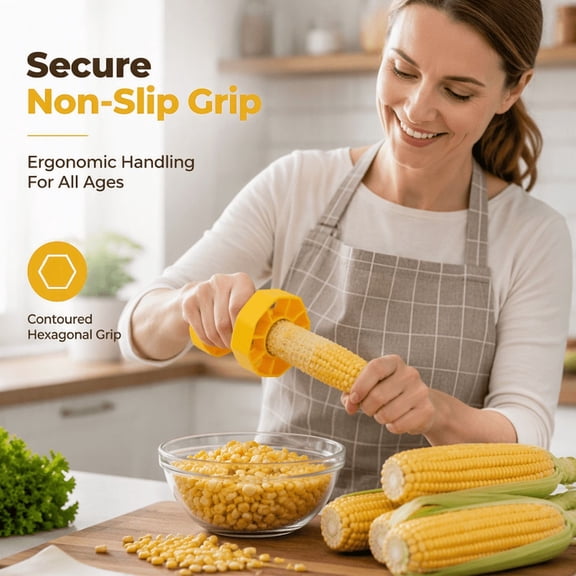 Manual Corn Stripper Tool, Handheld Corn Cob Kernel Remover with Serrated Ring and Easy Grip Design for Kitchen Meal Prep, Fresh Corn, Salads, Soups and Side Dishes