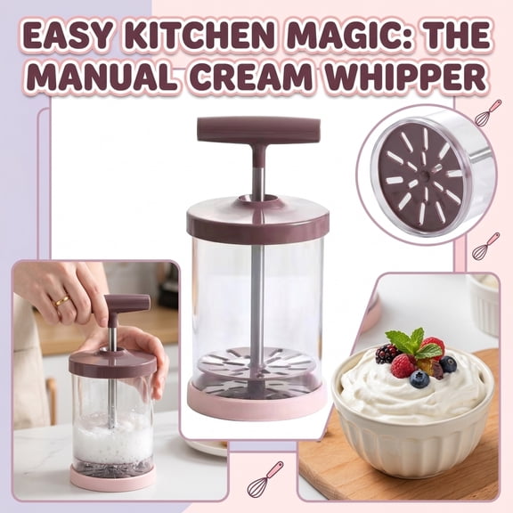 Manual Cream Whipper, Handheld Baking Cream Mixer, Egg And Cream Frother With Covered Cup, Home Whipping Tool For Desserts And Coffee Toppings(Coffee)