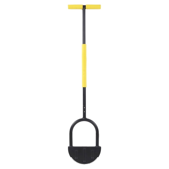 Manual Cutting Edge Shovel, 42" Heavy Duty Half Moon Lawn Edger Sharp Saw-Tooth Steel Blade, Wide Footplate & Adjustable T-Grip Handle for Effortless Grass, Sidewalk & Garden Edging