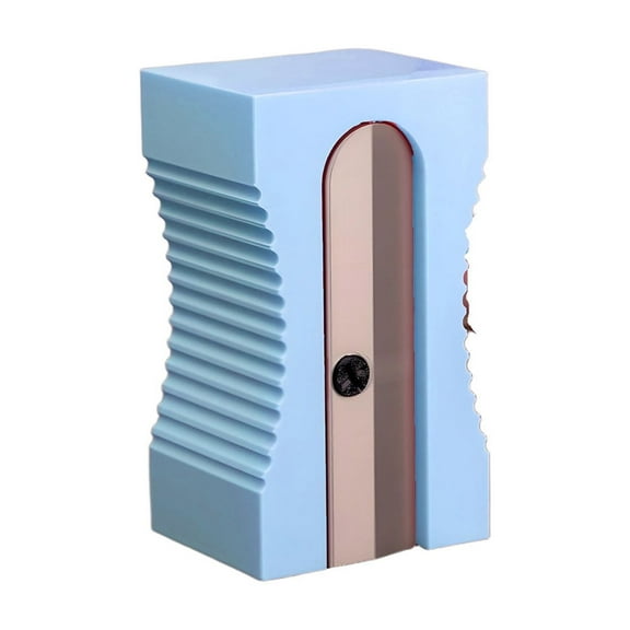 Manual Desktop Pencil Sharpener - Integrated Pen Holder for Desk Organization, Heavy Duty Blade for Home and Office, Compact Stationery Storage Case, Smooth Sharpening for Standard Pencils, Blue