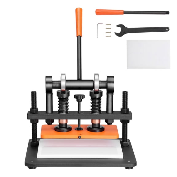 Manual Die Cutter Machine for Leather, 11x5.5 Inch Embossing Plate with Dual Guide Shafts, 0.47 Inch Pressure Stroke for Crafting&Material Cutting