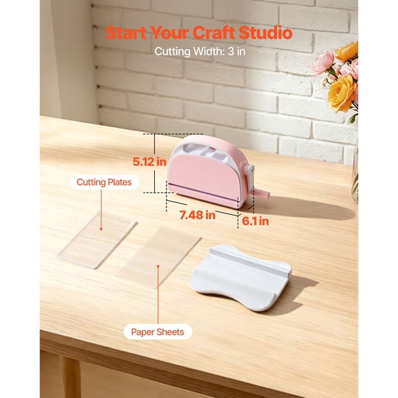 Manual Die Cutting and Embossing Machine, 3" Opening, Portable Die Cut Machine with Cutting Plates, Ergonomic Handle, Easy to Store, for Arts and Crafts, Scrapbooking, Card Making, Crafting