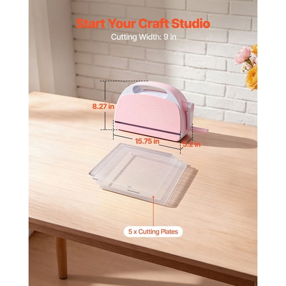 Manual Die Cutting and Embossing Machine, 9" Opening, Portable Die Cut Machine with Cutting Plates, Ergonomic Handle, Easy to Store, for Arts and Crafts, Scrapbooking, Card Making, Crafting