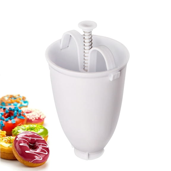 Manual Donut Batter Dispenser Hand Squeeze Doughnut Maker, Lightweight Plastic Pastry Dropper Tool, Reusable Easy Clean Mold for Homemade Donuts Pancakes DIY Kitchen Breakfast Dessert Baking