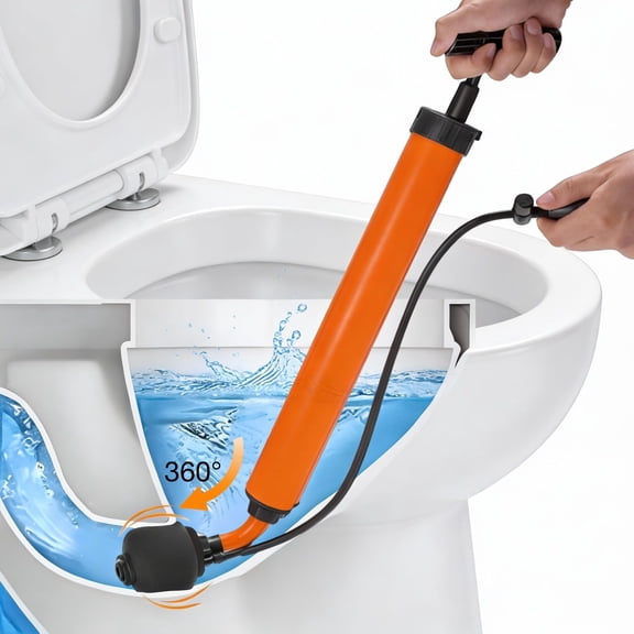 Manual Drain Unclogger with Adaptive Inflatable Plug, Fits NPS1.5~4.5" Pipes for Toilet/Sink/Bathtub, No Extra Accessories, Hand Pump Pressure & Washable, Lightweight Toilet Plunger & Drain Auger Too