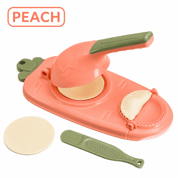Manual Dumpling Maker Press, Dumpling Wrapper Maker Tool for Homemade Dumpling Skins, Handheld Dough Press Mold with Crimper Cutter, Kitchen Tool for Making Gyoza Ravioli Empanadas-Pink