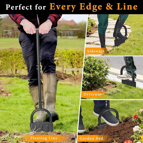 Manual Edger Lawn Tool, 39 Inch V-Shaped Garden Lawn Edger with Foot Pedal & T-Handle for Lawn Care, Heavy Duty Hand Lawn Edging for Driveway, Garden Bed, Sidewalk$$Garden & Patio