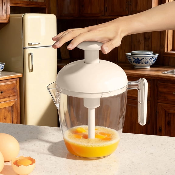 Manual Egg Beater, Hand Crank Egg Whisk for Home, Multifunctional Press Rotate Mixing Tool with Strainer, Handheld Mixer for Beating, Whipping & Mixing, Effortless Operation for Eggs, Milk Foam