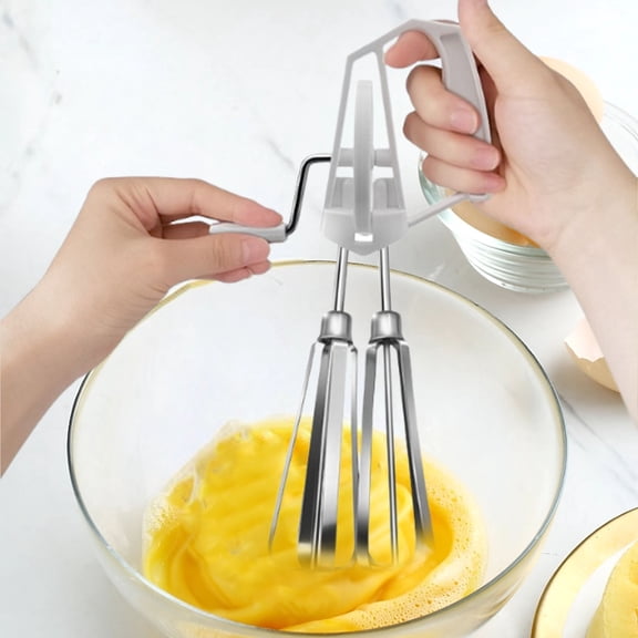 Manual Egg Beater Hand Crank Mixer Semi Automatic Whisk for Whipping Cream Beating Eggs Mixing Batter Handheld Rotary Kitchen Tool for Baking Cooking Compact Easy to Clean
