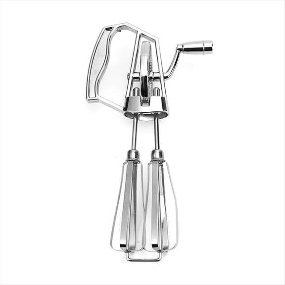 Manual Egg Beater Hand Crank - Stainless Steel Whisk, Silver