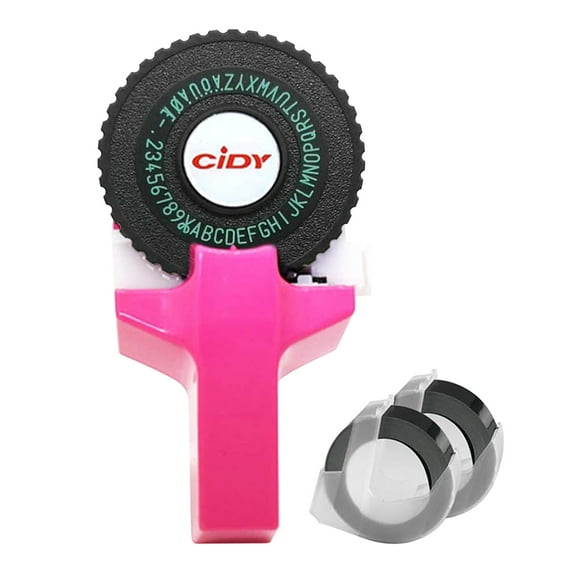 Manual Embossing Label Maker | Mini Manual Printer with Ergonomic Soft-Grip Handle | No Batteries Required | Includes 2 Tapes