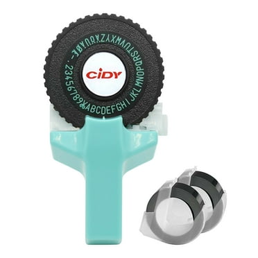 Manual Embossing Label Maker - Mini Tape Printer for Office, Home Organization with Cutting Feature & 2 Tapes