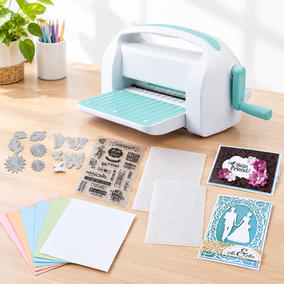 Manual Embossing Machine with 9-Inch Opening Scrapbooking Starter Kit
