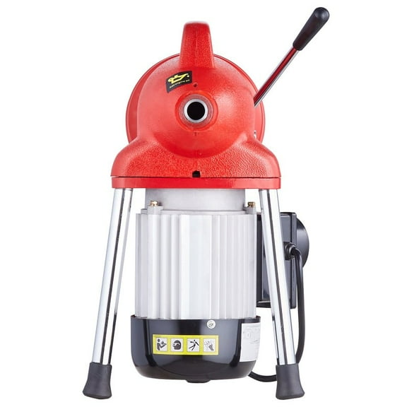 Manual Feed Drain Cleaner Machine - 370W, 120FT×5/8In Snake Auger for Home/Restaurant Pipe Clog