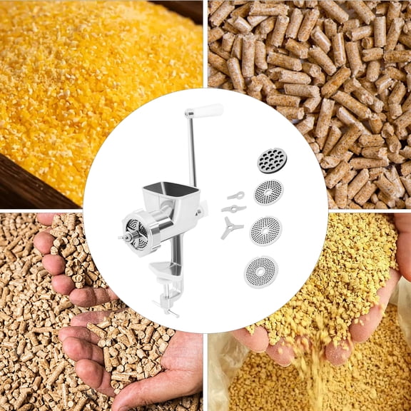 Manual Feed Pellet Machine 5 Plates 1.5-8mm, Stainless Steel Hand Crank Pet Food Pellet Maker for Fish Bird Cat Dog Rabbit Chicken, Home Use Small Animal Feed Granulator
