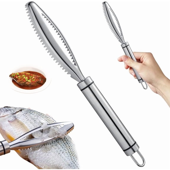 Manual Fish Scraping Kitchen Tools, 2025 New Multifunctional Stainless Steel Fish Scale Knife Fish Cleaning Kit, Upgrade Fish Descaler Sawtooth Fish Scaler Remover Kitchen Tool for Home (1)