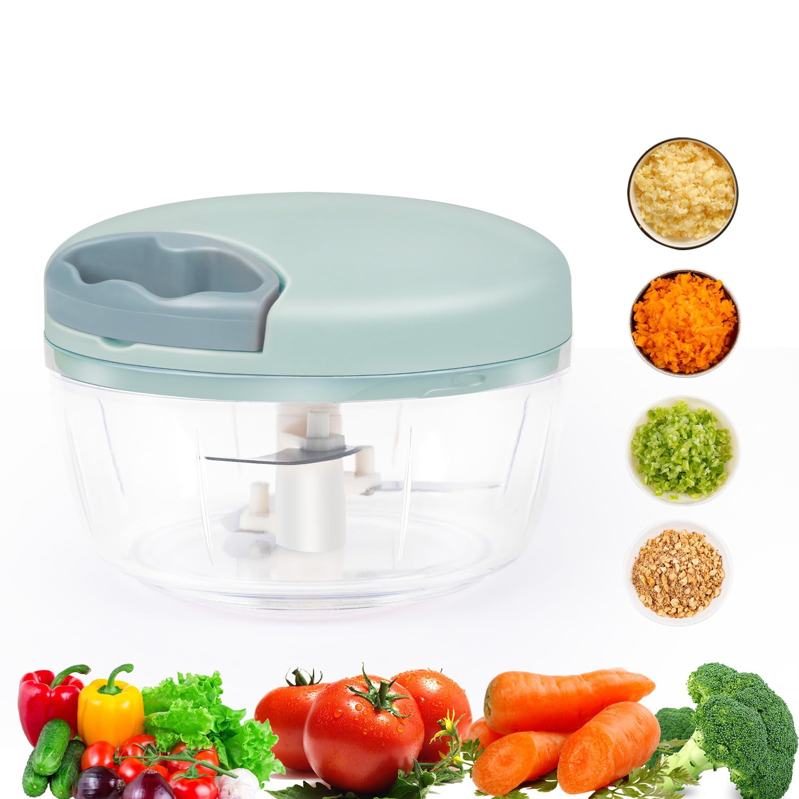 Manual Food Chopper, Garlic Chopper with Container, Vegetable Kitchen ...