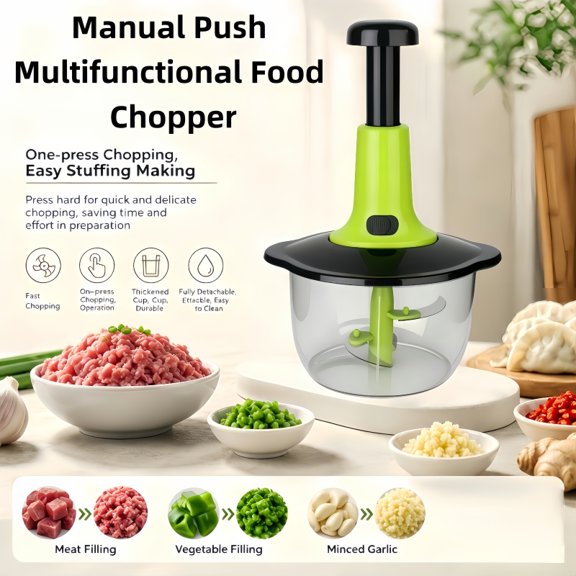 Manual Food Chopper, Multi-Functional Onion Cutter For Kitchen, Hand Food Shredder Dicer, Food Processor For Garlic, Nuts, Pepper, Fruits, Vegetables, Herbs