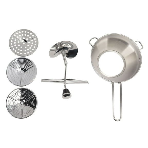 Manual Food Mill with 3 Interchangeable Grinding Plates, Stainless Steel Fruit Vegetables Grinder,Manual Jams Masher Vegetable Fruit Potato Garlic Mud Press