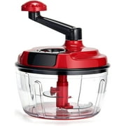 Manual Food Processor, 8 Cup Hand-Powered Crank Chopper, Vegetable Meat Fruit Nut Mincer with Clear Container, BPA-Free