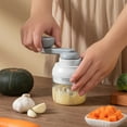 thumbnail image 1 of Manual Food Processor Chopper | Portable Vegetable Meat Grinder | Garlic Ginger Pepper Crusher | Handheld ABS Plastic | 250ml Capacity | White Green | Restaurant Kitchen Tools, 1 of 7
