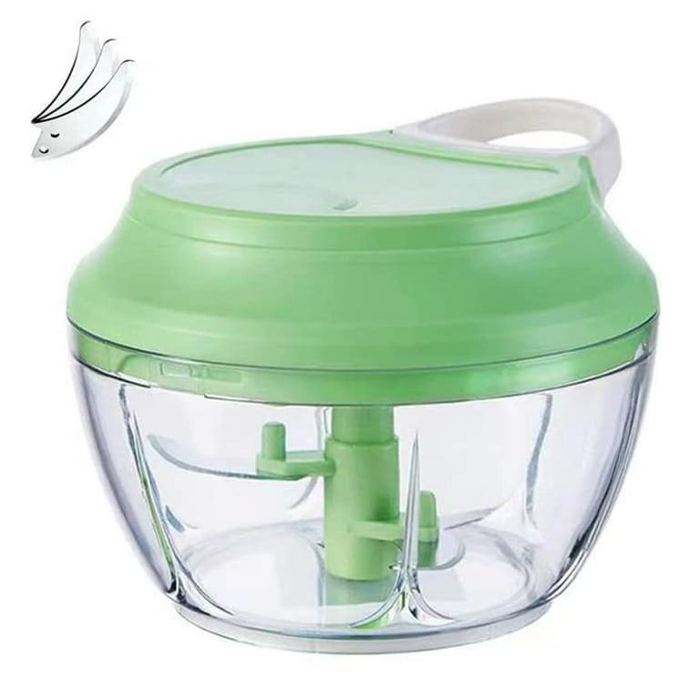 Manual Food Processor Vegetable Chopper, Ourokhome Portable Hand Pull String  Garlic Mincer Onion Cutter,Green 