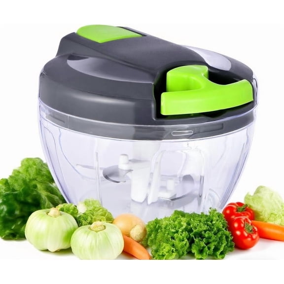 Manual Food Processor Vegetable Chopper, Portable Hand Pull String Garlic Mincer Onion Cutter for Veggies, Ginger, Fruits, Nuts, Herbs, etc.-500MLGgreen
