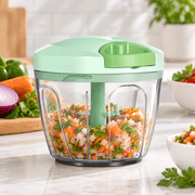 Manual Food Processor Vegetable Chopper, Portable Hand Pull String Garlic Mincer Onion Cutter for Veggies, Ginger, Fruits, Nuts, Herbs, etc., 650ml, Green