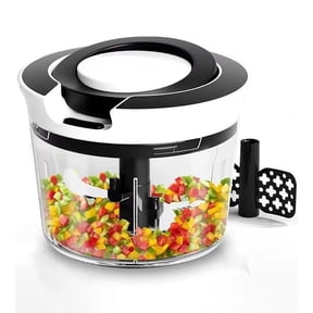 Manual Food Processor Vegetable Chopper, Portable Hand Pull String Garlic Mincer Onion Cutter for Veggies, Ginger, Fruits, Nuts, Herbs, etc., 900ml, Black