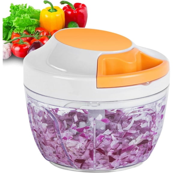 Manual Food Processor Vegetable Chopper, Portable Hand Pull String Garlic Mincer Onion Cutter for Veggies, Ginger, Fruits, Nuts, Herbs, etc.,500ml