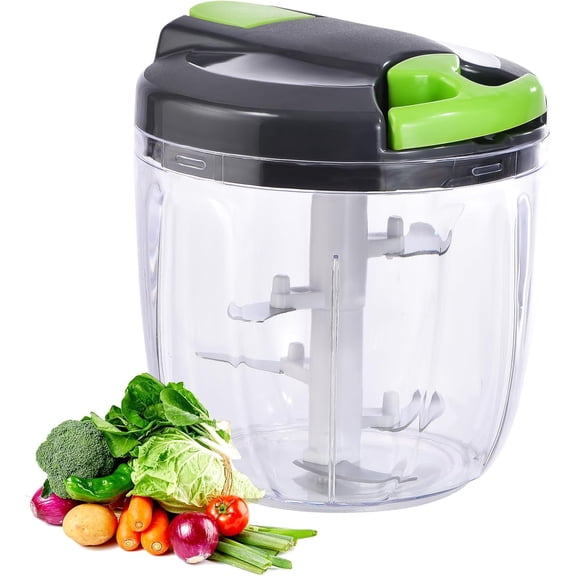 Manual Food Processor Vegetable Chopper, Portable Hand Pull String Garlic Mincer Onion Cutter for Veggies, Ginger, Fruits, Nuts, Herbs, etc