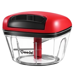 Manual Food Processor Vegetable Cutter, Geedel Pull Chopper with String, Food Chopper Vegetable Cutter for Veggies, Fruits, Salad, Onion, Nuts, etc, 2 Cup(500ml), Red