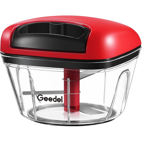 Manual Food Processor Vegetable Cutter Pull Chopper with String Food Chopper Vegetable Cutter for Veggies Fruits Salad Onion Nuts Herbs etc 2 Cup(500ml) Red