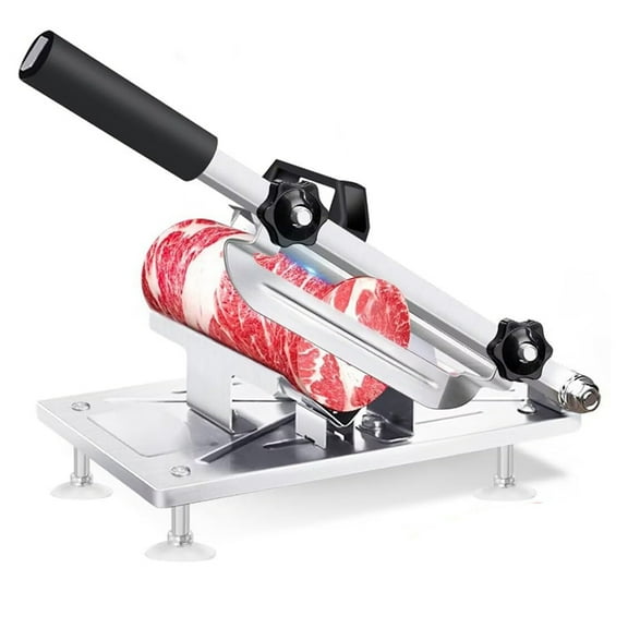 Manual Freeze Meat Slicer Meat Cutter Upgraded Stainless Steel Meat Cleavers Beef Mutton Roll Slicing Machine Vegetable,1 x Slicer Meat,Black&Silver