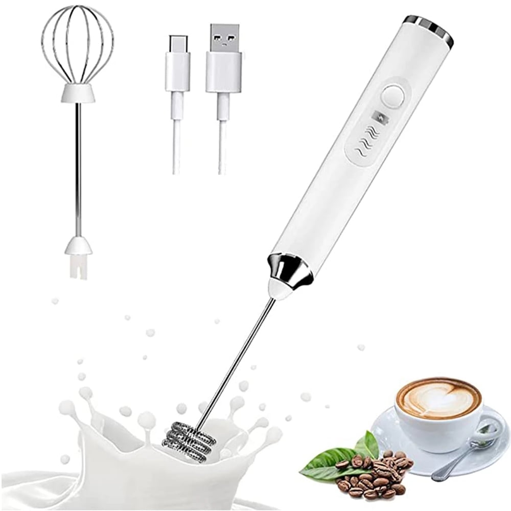  Coffee Frother, USB-Rechargeable Frother with 2 Stainless Whisks,  3-Speed Adjustable Handheld Frother Electric Drink Mixer for Cappuccinos,  Hot Chocolate, Milkshakes, Egg Mix (Pink): Home & Kitchen