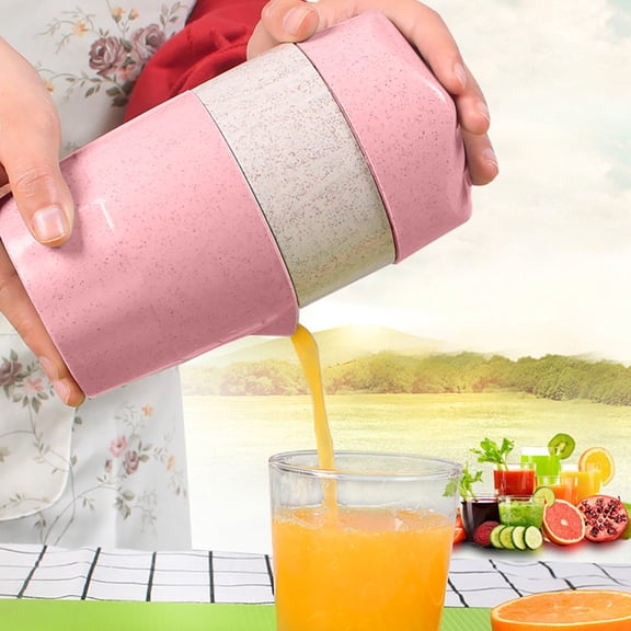 Manual Fruit Juicer Extractor, Handheld Citrus Squeezer for Orange, Lemon, Multi-Fruit, Portable Detachable Easy-Clean Plastic Juicer for Home and Travel, Light Green Blue Pink