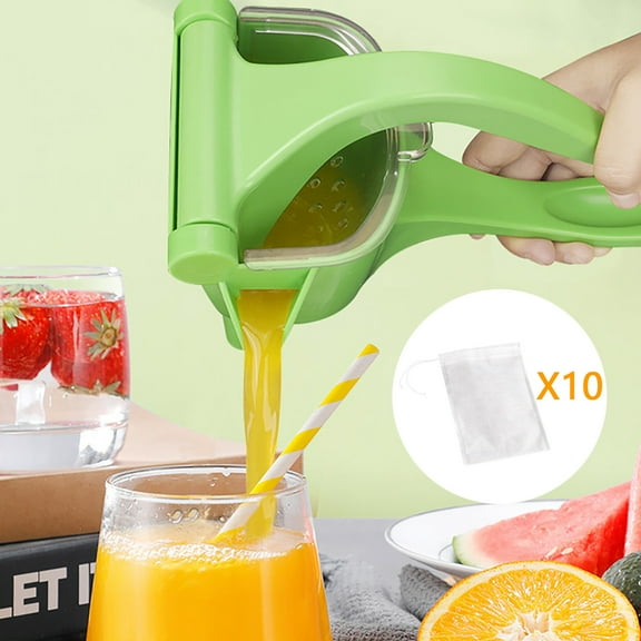 Manual Fruit Juicer Hand Press Squeezer | ABS Material | Long Handle Leverage Design | 10 Mesh Filter Bags | Easy Clean | For Lemon Orange Watermelon Tomato | 22x13x11cm | 1 Juicer Set