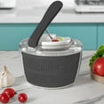 thumbnail image 1 of Manual Fruit Vegetable Dehydrator Press | Large Capacity Salad Spinner | One-Click Stop, Compact Storage, Plastic Black/White 21x21x15cm Kitchen Tool, 1 of 7