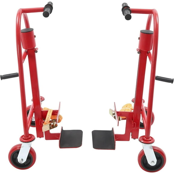 Manual Furniture and Crate Mover (Set of 2) Mover Crate Mover Heavy Duty Moving Dolly with 2 Pcs 190in Nylon Straps & Swivel Caster, 1300 lbs Capacity, 12" Lift Height Pake Handling Tools - Red
