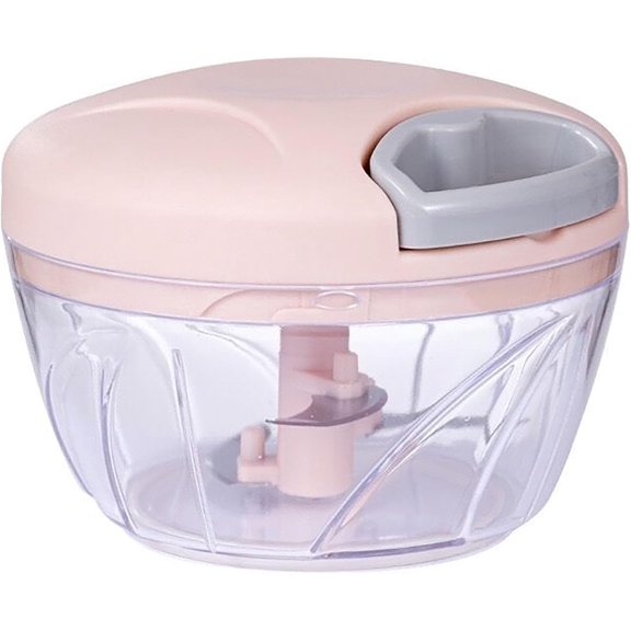 Manual Garlic Chopper 500Ml Pink Cover ABS Resin Hand Pull String Chopper for Crushing Vegetables and Spice (Pink)